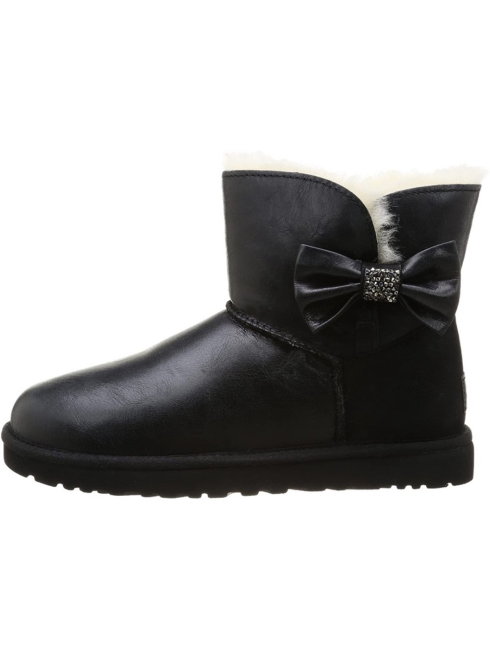 Ugg black leather mini Bailey swarovski crystal size 9